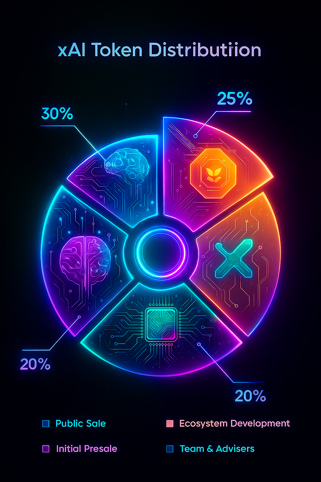 Pie chart of XA66P token distribution